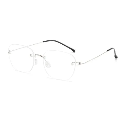Mode Randlose Metall Anti Blaulicht Brille Für Damen Herren Achteck Geometrischer Rahmen Optische Brille Ohne Sehstärke