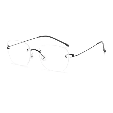 Mode Randlose Metall Anti Blaulicht Brille Für Damen Herren Achteck Geometrischer Rahmen Optische Brille Ohne Sehstärke