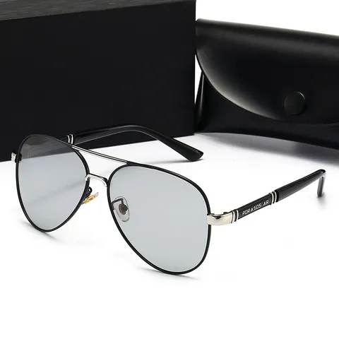 Klassische Aviator Doppelsteg Polarisierte Sonnenbrille Mode Metallrahmen Photochrom Tag Nacht Nutzung Fahrerbrille Für Damen Herren