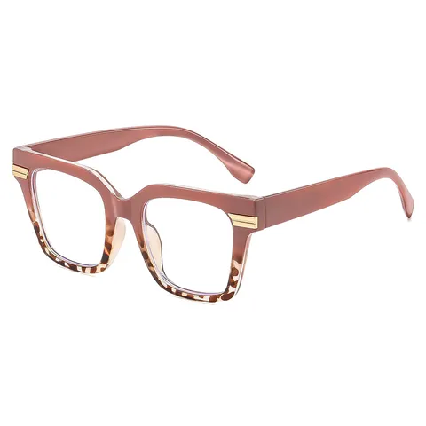Mode Übergroße Quadratische Anti-Blaulicht-Brille Für Damen Retro Schwarz Gold Dekoration Polycarbonat-Rahmen Klare Linse Optische Brillen