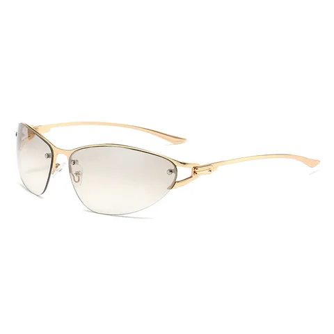 Gafas de Sol Retro Montura Fina de Metal para Hombre Mujer Estilo Old Money Ojo de Gato Protección UV400