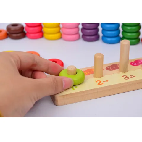 Wooden Kids Educational Toys Digital Calculation Rainbow Circle Cloud Counting Rack Montessori Learning Teaching Aid