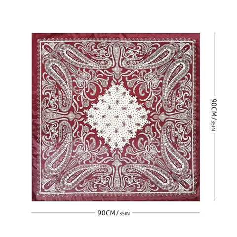 Women Fashion Satin Scarf Paisley Printed Square Scarf Vintage Head Scarf Sun Protection Neck Scarf Shawl