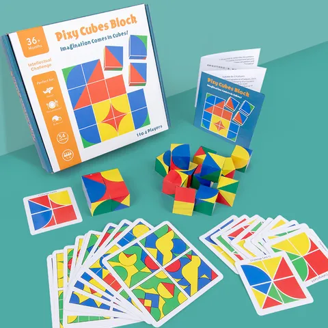 Kids Educational Cube Space Thinking Building Blocks Logic Training Puzzle Wooden Toy
