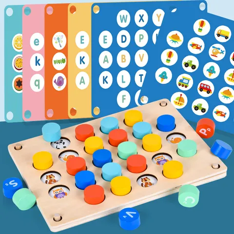 Kids Wooden Alphabet Matching Memory Chess Educational Toy Concentration Training Logical Thinking Interactive Game