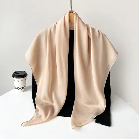 Solid Color Square Scarf For Women Lightweight Breathable Turkish Gauze Headscarf Fashion Hijab Shawl