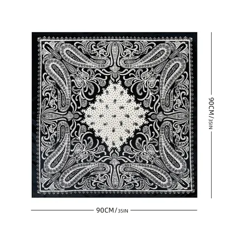 Women Fashion Paisley Print Satin Square Scarf Vintage Lightweight Head Scarf Shawl For Outdoor Sun Protection
