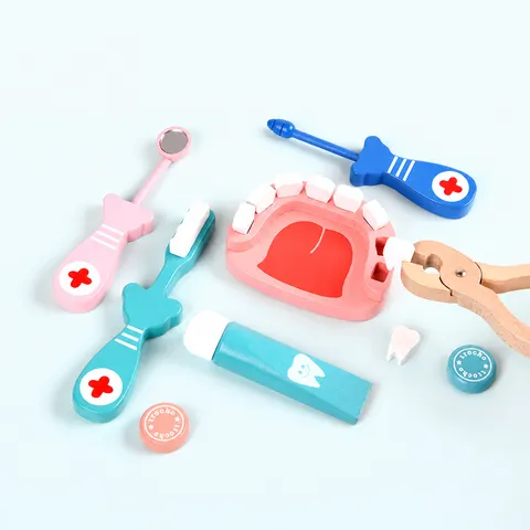 Wooden Barrel Simulation Doctor Toy Kids Pretend Play Medical Role Play Set Educational Toys