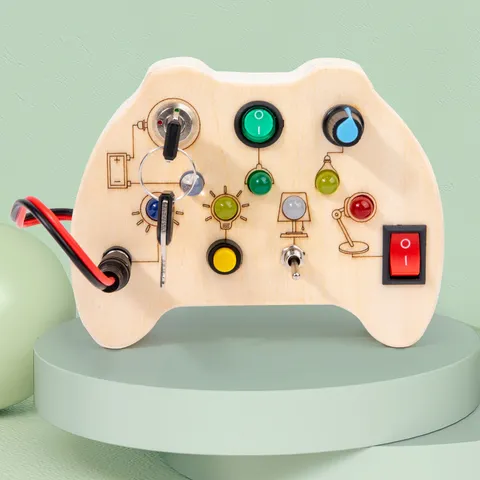 Houten Montessori Busy Board Educatief Speelgoed LED Licht Circuit Schakelaar Sensorisch Leerspeelgoed voor Peuters Kinderen