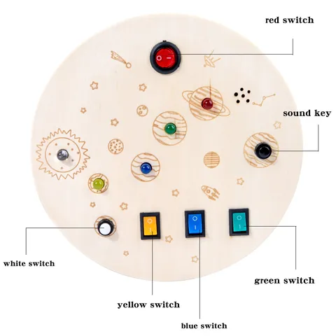 Houten Montessori Busy Board Educatief Speelgoed LED Licht Circuit Schakelaar Sensorisch Leerspeelgoed voor Peuters Kinderen