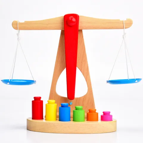 Montessori Wooden Balance Scale Toy Educational Math Learning Toy Kids Early Educational Balance Board Toy Gift