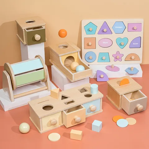 Montessori Holz Lernspielzeug Frühförderung Sensorisches Training Lehrmittel Münzbox Form Zuordnung Für Kleinkinder