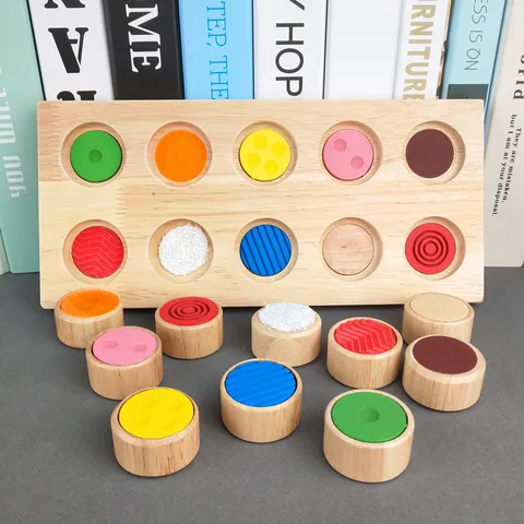Montessori Sensory Touch Training Wooden Toy Baby Color Memory Matching Board Early Educational Learning Toy For Kids
