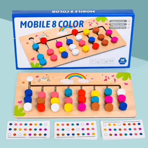 Jouet d'Entraînement à la Pensée Logique en Bois pour Enfants Jeu de Correspondance de Couleurs Jouets Éducatifs Précoce