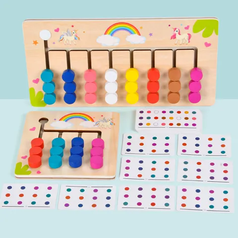 Jouet d'Entraînement à la Pensée Logique en Bois pour Enfants Jeu de Correspondance de Couleurs Jouets Éducatifs Précoce