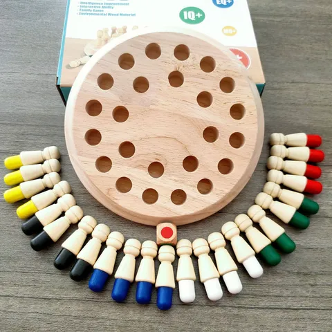 Wooden Memory Chess Game Board Montessori Educational Toy Color Recognition Focus Training Brain Teaser Gift For Kids