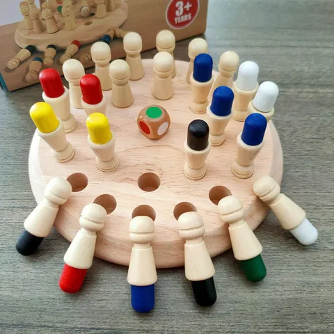 Wooden Memory Chess Game Board Montessori Educational Toy Color Recognition Focus Training Brain Teaser Gift For Kids