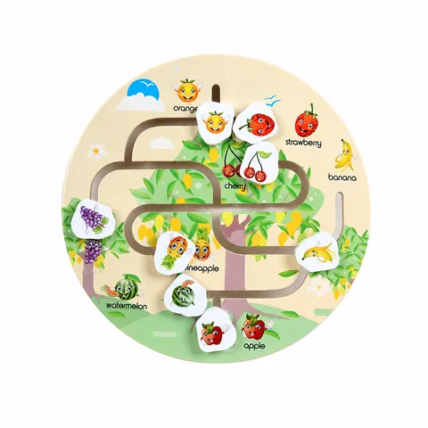 Wooden Maze Puzzle Toy Kids Early Education Fruit Animal Number Letter Learning Game Brain Training Educational Toy