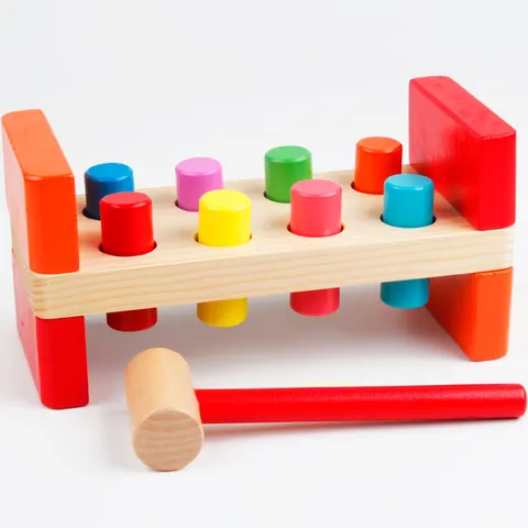 Holz Klopfbank Spielzeug Frühes Pädagogisches Montessori Lernspielzeug Mit Hammer Und Bunten Pflöcken Für Kleinkinder Kinder