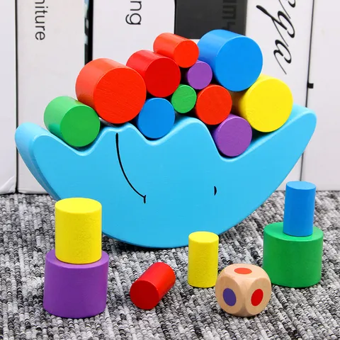 Giocattolo di Blocco di Equilibrio di Luna in Legno Gioco di Impilamento Educativo Montessori Puzzle di Equilibrio Regalo Per Bambini