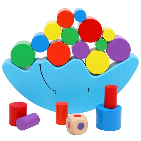 Giocattolo di Blocco di Equilibrio di Luna in Legno Gioco di Impilamento Educativo Montessori Puzzle di Equilibrio Regalo Per Bambini
