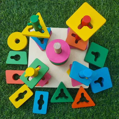 Hölzerne Geometrische Form Sortierung Stapelspielzeug Montessori Pädagogisches Lernen Farbenerkennung Puzzle Spielzeug Für Kleinkinder Kinder