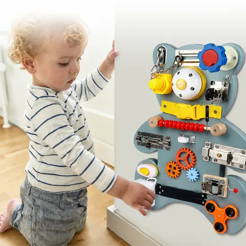 Montessori Beschäftigungsbrett Hölzernes Sensorisches Spielzeug Frühe Bildung Aktivitätswürfel Multifunktionales Feinmotorik Spielzeug