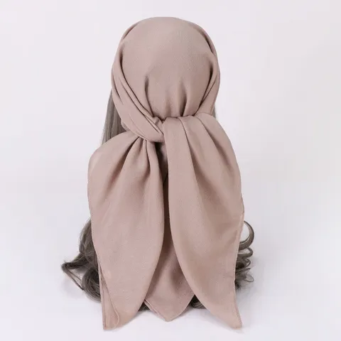 Solid Color Satin Square Scarf Women Vintage Lightweight Polyester Head Scarf Soft Neck Scarf For Daily Wear
