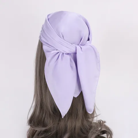 Women's Solid Color Satin Scarf Square Scarf Elegant Neck Scarf Head Band Hair Accessory