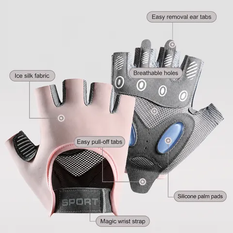 Unisex Half Finger Fitness Gloves Breathable Mesh Anti Slip Sports Training Cycling Gym Gloves For Men Women