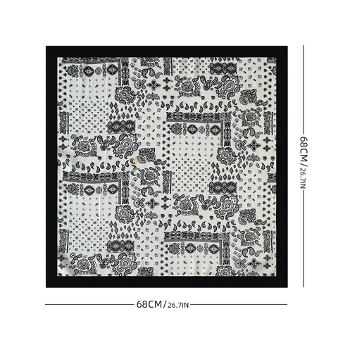 Women Fashion Paisley Print Square Scarf Vintage Twill Head Scarf Neck Kerchief Elegant Shawl Wrap For Daily Commute