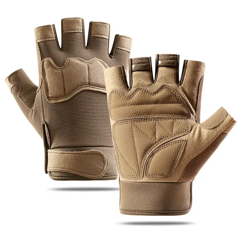 Tactical Half Finger Gloves Men Outdoor Sports Cycling Climbing Anti Slip Training Wear Resistant Polyester Gloves