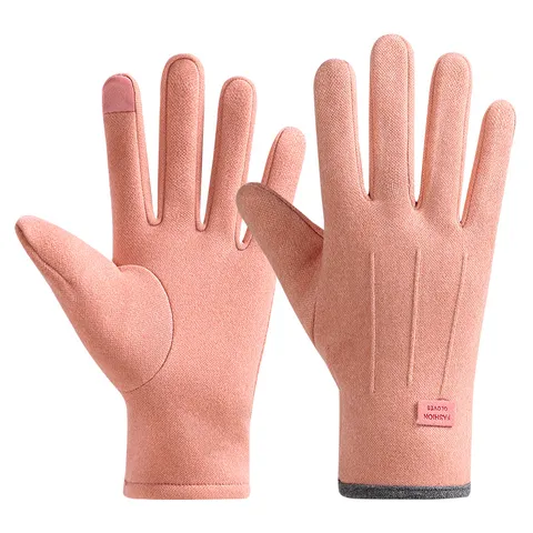 Womens Winter Fleece Lined Warm Gloves Touchscreen Windproof Cycling Gloves Rabbit Fur Knit Thermal Gloves