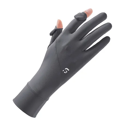 Women Ice Silk Sun Protection Gloves Summer Thin Breathable Fingerless Anti UV Driving Outdoor Long Sunshade Gloves
