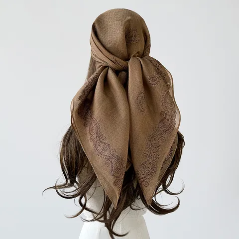 Women's Vintage Paisley Print Square Scarf Lightweight Head Scarf Shawl For Daily Wear