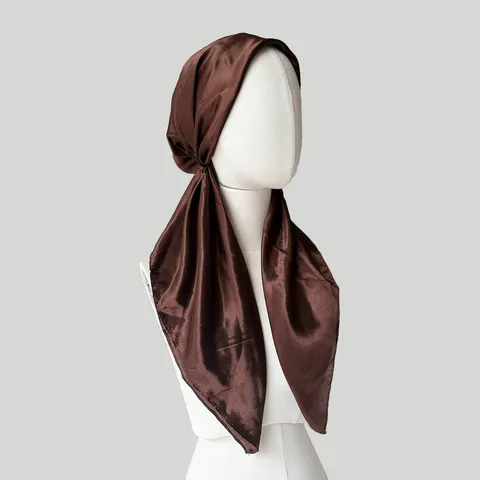 Women Satin Turban Headscarf Solid Color Breathable Islamic Hijab Fashion Head Wrap Versatile Sun Protection Head Cover Daily