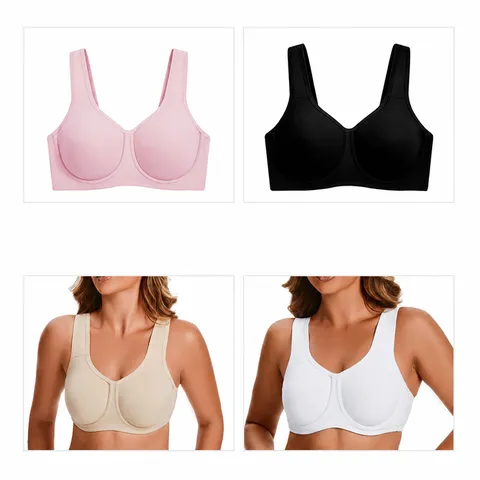 Damen High Impact Sport BH Übergröße Push Up Nahtlos Yoga Weste Atmungsaktiv Stoßfest Mit Bügel Fitness Top Zum Laufen Fitnessstudio
