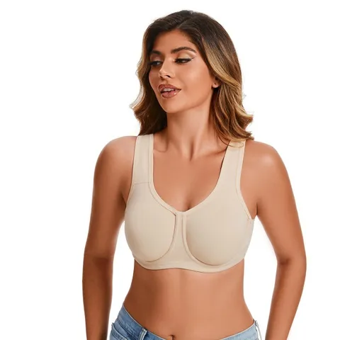 Damen High Impact Sport BH Übergröße Push Up Nahtlos Yoga Weste Atmungsaktiv Stoßfest Mit Bügel Fitness Top Zum Laufen Fitnessstudio