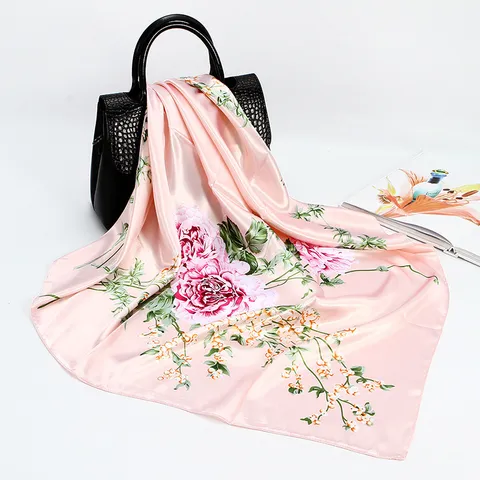 Women's Square Scarf Satin Silk Feel Floral Print Hair Bandana Fashion Neck Scarf Wrap For Daily Wear