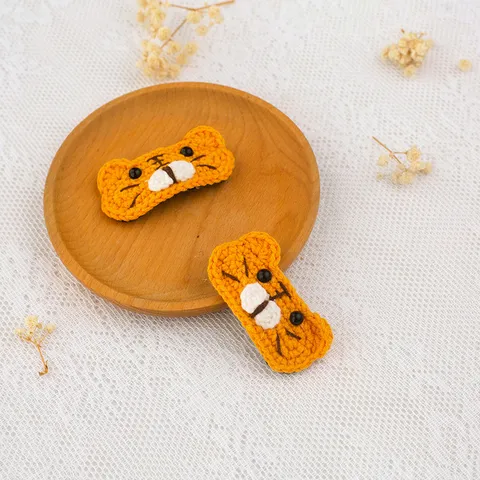 Handgemaakte Gehaakte Wol Tijgerkop Haarspeld Schattige Dieren Haarspeld Dagelijkse Decoratieve Haaraccessoires Voor Kinderen Meisjes