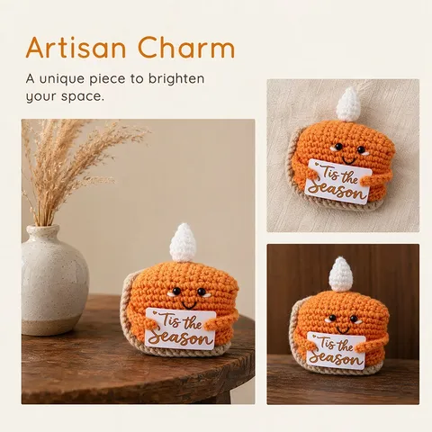 Handgemachte Gestrickte Wollpuppe Süße Kerzenkuchen Orange Figur Plüschtier Heim Party Dekoration