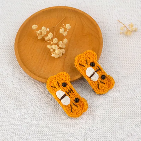Handgemaakte Gehaakte Wol Tijgerkop Haarspeld Schattige Dieren Haarspeld Dagelijkse Decoratieve Haaraccessoires Voor Kinderen Meisjes