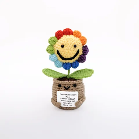 Handgemaakte Gehaakte Potplant Schattige Emotionele Ondersteuning Bloem Tulp Zonnebloem Roos Bureau Decor Haak Speelgoed Cadeau