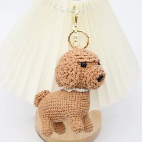 Handgemaakte Gehaakte Puppy Sleutelhanger Schattige Wol Dier Pop Tas Hangend Ornament