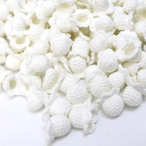 Handmade Knitted Yarn Lily Of The Valley Flower Heads Crochet Artificial Flowers Cute DIY Craft Accessories Home Decor