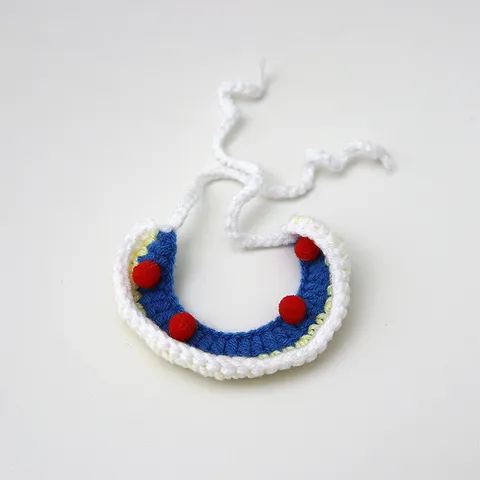 Handmade Knitted Pet Bib Cute Crochet Cat Dog Saliva Towel Puppy Kitten Collar Scarf Pet Accessories Gift