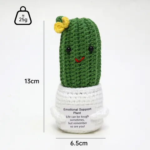 Handgemaakte Gebreide Cactus Haakpop Leuke Potplant Positieve Energie Wolgaren Speelgoed Met Aanmoedigingskaart Cadeau
