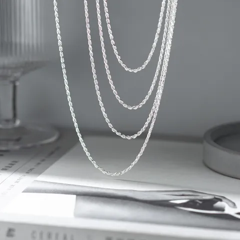 925 Sterling Silver Twist Rope Chain Necklace For Women Men Minimalist Italian Heavy Craft Neck Chain Light Luxury Jewelry