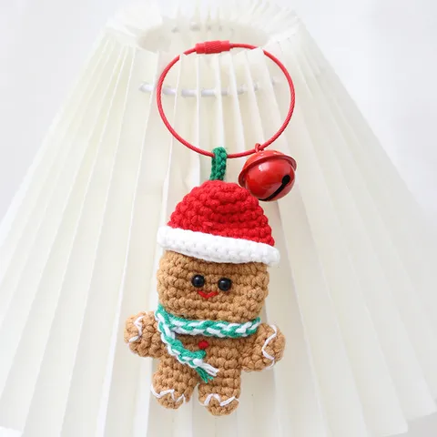 Handgemaakte Gebreide Kerst Peperkoekman Sleutelhanger Leuke Cartoon Pluche Pop Hanger Tas Bedel Vakantie Cadeau