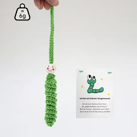 Handmade Crochet Caterpillar Hanging Ornament Cute Wool Yarn Animal Pendant Car Interior Office Desktop Decoration Gift